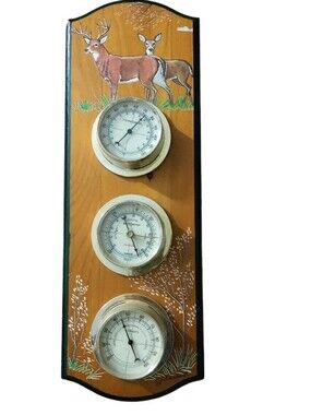 Vintage Wooden Weather Station Wall Hanging Painted Cottage Lodge
